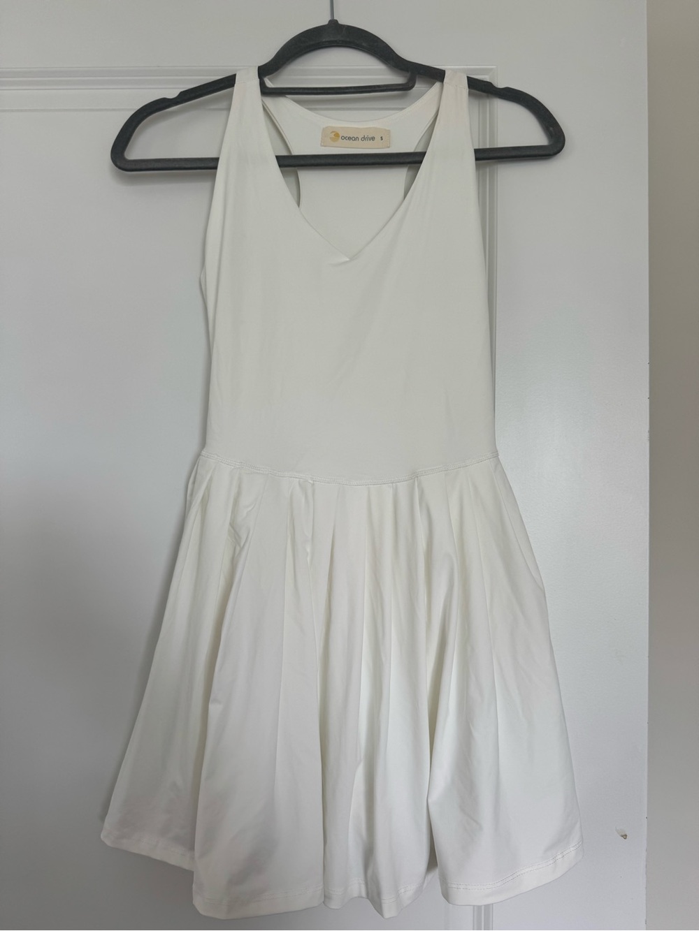 Ocean Drive White V-Neck Fit-and-Flare Girls Dress